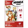 Bloc Manga Ilustraciones Clairefontaine, A5, 14,8 cm x 21 cm, 100 g/m², Liso, Bloc encolado 1 lado 50 hojas