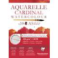 Papel acuarela Cardinal, A5, 14,8 cm x 21 cm, 300 g/m², Trapo|Fin, Bloc encolado 1 lado