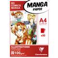 Bloc Manga Ilustraciones Clairefontaine, A4, 21 cm x 29,7 cm, 100 g/m², Liso, Bloc encolado 1 lado 50 hojas