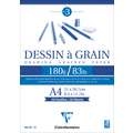 Bloque para dibujo Papel con grano. Clairefontaine (180g/m²), A4, 21 cm x 29,7 cm, 180 g/m², Mate, Bloc encolado 1 lado