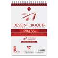 Bloque para dibujo rojo con espiral Clairefontaine, A5, 14,8 cm x 21 cm, 120 g/m², Fin, Bloc encolado 1 lado 50 hojas