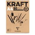 Bloc Kraft marrón Clairefontaine (120g/m2), A4, 21 cm x 29,7 cm, 120 g/m², De canalé, Bloc de 50 hojas,