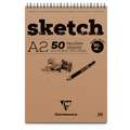 Bloque Sketch 90 g/m² Clairefontaine, A2, 42 cm x 59,4 cm, 90 g/m², Fin, Bloc espiral 50 hojas