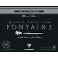 Papel acuarela Fontaine negro Clairefontaine, 20,3 cm x 25,4 cm, Fin, 20,3x25,4cm - 12 hojas, Bloc encolado 1 lado