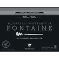Papel acuarela Fontaine negro Clairefontaine, 23 cm x 30,5 cm, Fin, 23x30,5cm  - 12 hojas, Bloc encolado 1 lado