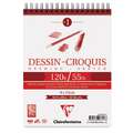 Bloque para dibujo rojo con espiral Clairefontaine, 9  x 12 cm, 120 g/m², Fin, Bloc encolado 1 lado 50 hojas