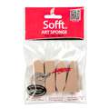 Esponjas Sofft para artistas., Surtido de 4 esponjas, flecha + punta + redonda + rectangular.