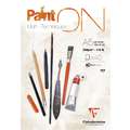 Papel Paint’On multi-técnicas Clairefontaine, Bloc encolado 1 lado, A5, 14,8 cm x 21 cm, 250 g/m², Bloque de 40 hojas