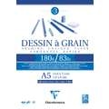 Bloque para dibujo Papel con grano. Clairefontaine (180g/m²), A5, 14,8 cm x 21 cm, 180 g/m², Mate, Bloc encolado 1 lado