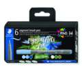 Set de 6 rotuladores pigmento brush pen 371 Staedtler, Verde/Azul, Set, Punta pincel