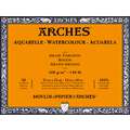 Bloc papel acuarelas Arches®  300 g/m², 31 cm x 41 cm, 300 g/m², Bloc encolado 4 lados, 2. Grano torchon