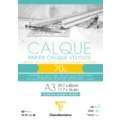 Papel de calco aterciopelado Clairefontaine, 70 g/m², A3, 29,7 cm x 42 cm, 1 unidad, Bloc encolado 1 lado