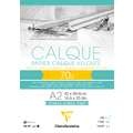 Papel de calco aterciopelado Clairefontaine, 70 g/m², A2, 42 cm x 59,4 cm, 1 unidad, Bloc encolado 1 lado