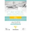 Papel de calco aterciopelado Clairefontaine, 55 g/m², A4, 21 cm x 29,7 cm, 1 unidad, Bloc encolado 1 lado 50 hojas