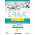 Papel de calco aterciopelado Clairefontaine, 90/95 g/m², A2, 42 cm x 59,4 cm, 1 unidad, Bloc encolado 1 lado