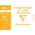 Papel de dibujo y aguada técnica Clairefontaine, 160 g/m², 10 hojas, DIN A3, 29,7 cm x 42 cm