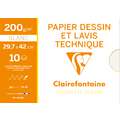 Papel de dibujo y aguada técnica Clairefontaine, A3 - 29,7 x 42 cm - 200 g/m²