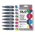 Set de 8 medio-marcadores con punta biselada OLO, Set, Vibrante