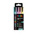 Juego de 4 rotuladores metálicos Posca - PC3M punta fina cónica, Pasteles, 1,5 mm, Punta redonda