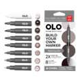 Set de 8 medio-marcadores con punta biselada OLO, Set, Gris rojo