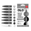 Set de 8 medio-marcadores con punta biselada OLO, Set, Gris neutro