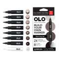 Set de 8 medio-marcadores con punta pincel OLO, Set, Gris rojo