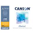 Papel Canson Montval, 10,5 cm x 15,5 cm, 300 g/m², Fin, Bloc encolado por 4 lados, 12 hojas