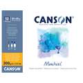Papel Canson Montval, 30 cm x 40 cm, 300 g/m², Fin, Bloc encolado por 4 lados, 12 hojas