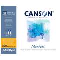 Papel Canson Montval, 40 cm x 50 cm, 300 g/m², Fin, Bloc encolado por 4 lados, 12 hojas