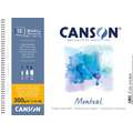 Papel Canson Montval, 32 cm x 41 cm, 300 g/m², Fin, Bloque con espiral, 12 hojas