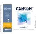 Papel Canson Montval, 37 cm x 46 cm, 300 g/m², Fin, Bloque con espiral, 12 hojas