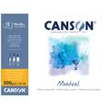 Papel Canson Montval, 36 cm x 48 cm, 300 g/m², Fin, Bloc encolado por un lado, 12 hojas
