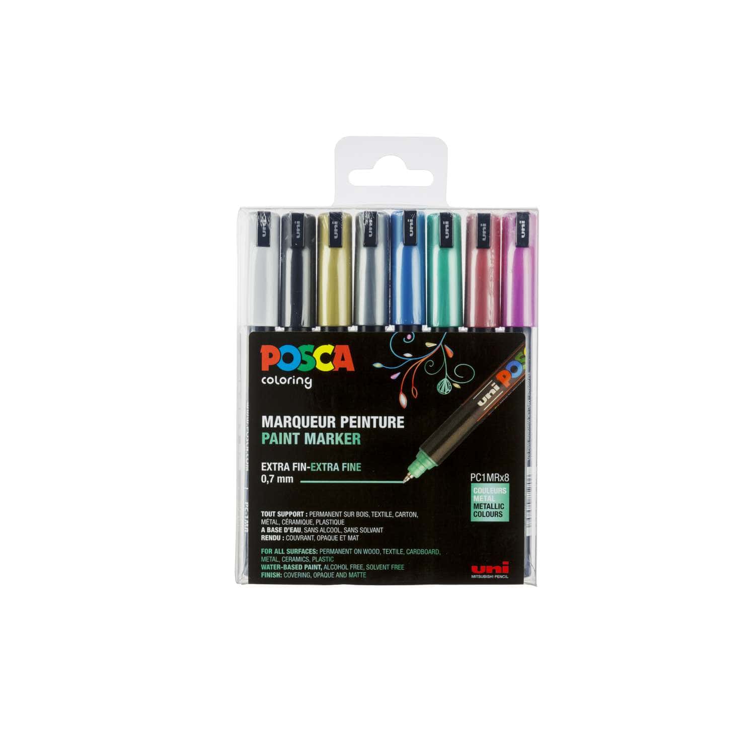 Estuche de 8 marcadores PC1MC – 0,7 mm – metal Posca  Material bellas  artes: tienda en línea - El Mundo de los Artistas