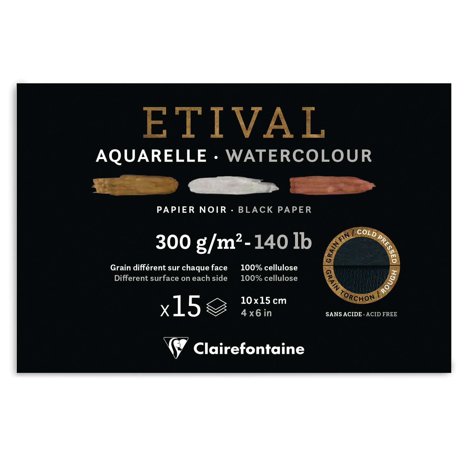 Papel acuarela negro Etival Clairefontaine - 300g/m²  Material bellas artes:  tienda en línea - El Mundo de los Artistas