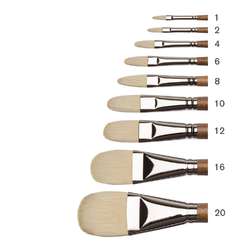 Pincel para óleo imitación cerdas Winsor & Newton, punta lengua de gato redondeada
