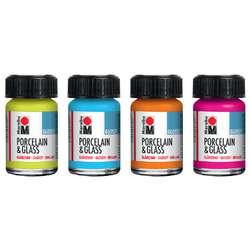 Pinturas porcelana y vidrio brillante Marabru, frascos de 15 ml