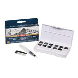Estuche de 12 1/2 godets Pintura acuarelas caarboncillo tintado Derwent