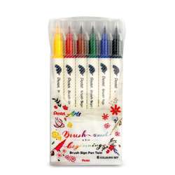 Estuche de 6 rotuladores-pinceles Brush Sign Pen Twin Pentel