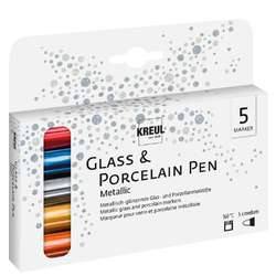 Set de 5 rotuladores metalizados para vidrio y porcelana Kreul