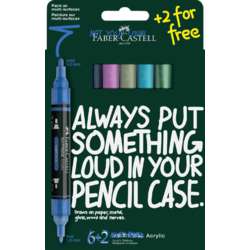 Set de 6+2 marcadores acrílicos Multimark de doble punta « Colores helados » Faber-Castell