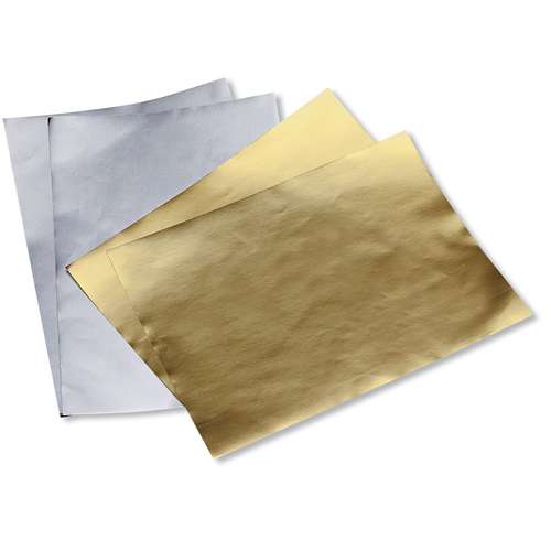 Paquete de 15 hojas de papel metalizado oro/plata 