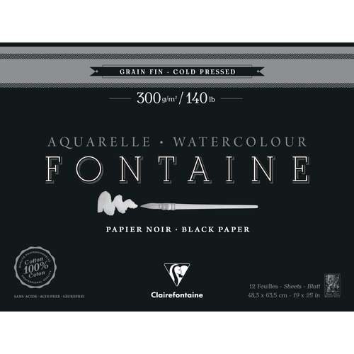 Papel acuarela Fontaine negro Clairefontaine 