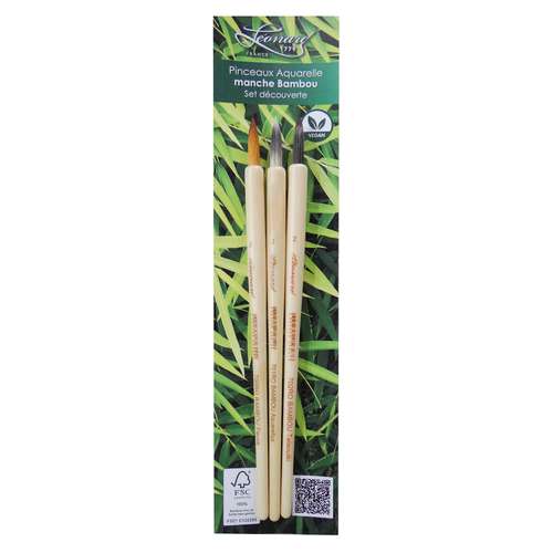 Lote de 3 pinceles de acuarela de bambú 