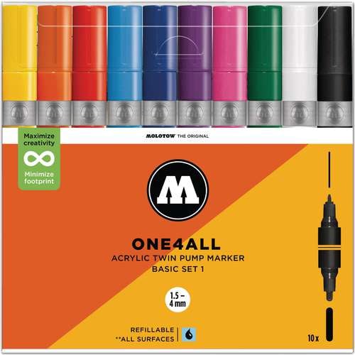 Set de 10 rotuladores Acrylic Twin Molotow 