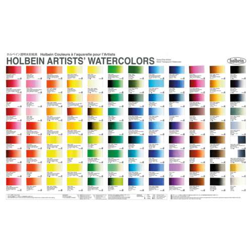 Muestrario de colores tonos de Holbein HWC Artists' Watercolour™ 