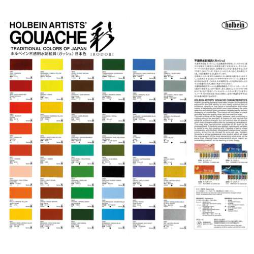 Carta de colores Irodori Artists' Gouache Holbein 