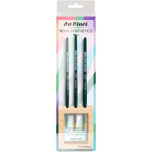 Set de pinceles universales da Vinci Nova-Synthetics, 3 pinceles con soporte de madera 