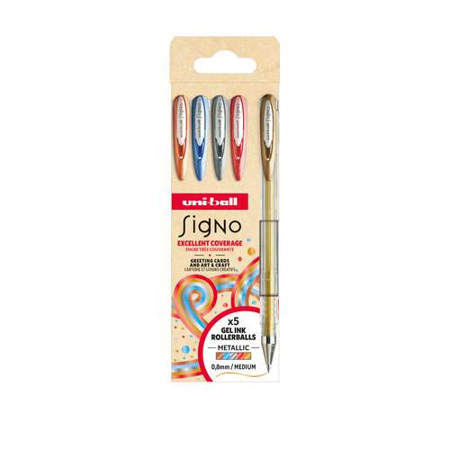 5 bolígrafos de tinta gel Signo Uni-Ball 