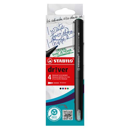 Set de 4 rotuladores Driver 0,8 mm Stabilo 