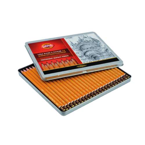 Estuche metálico de 24 lápices de grafito Koh-I-Noor (1)